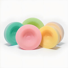colorful plastic cups on white
