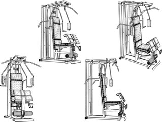 vector sketch illustration silhouette design of fitness machine sport fitness in gym center  