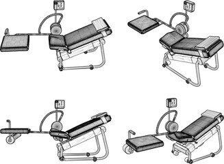 vector sketch illustration silhouette design of fitness machine sport fitness in gym center