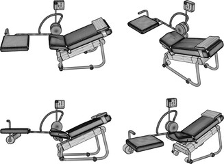 vector sketch illustration silhouette design of fitness machine sport fitness in gym center  