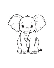 Fototapeta premium Collection of various adorable baby elephant illustrations in different styles: black and white line art for coloring and full-color cartoons. High-quality vector graphics for any project