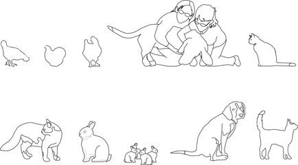 Obraz premium vector sketch illustration silhouette design pet image 