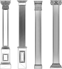 Naklejka premium vector sketch illustration silhouette design pillar column building classic vintage ethnic roman greek 