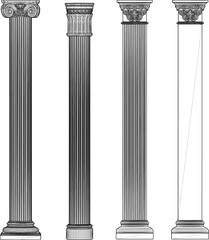 vector sketch illustration silhouette design pillar column building classic vintage ethnic roman greek  