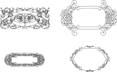 vector sketch illustration silhouette modern abstract frame design for photo and painting 