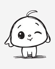 A simple, lovable, and minimalist cartoon character with a rounded head, giving a playful wink. Ideal for app icons, emojis, web graphics