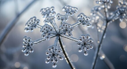 Frozen Queen Anne's Lace: A Winter's Crystal Embrace
