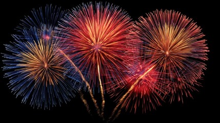 Fototapeta premium Vibrant and Colorful Fireworks Display Light Up Night Sky in Celebration of Festivals or Special Events Creating a Stunning Visual Experience with Bursting Colors