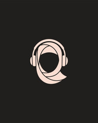 A variation of the abstract audio logo, featuring a clean, circular design with a distinct headphone motif