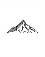 A clean, modern, and solid monochrome vector illustration of a mountain summit