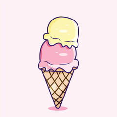 Illustration Ice Cream Double Cone