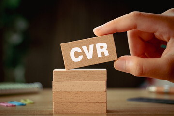 There is wood block with the word CVR. It is an abbreviation for Conversion Rate as eye-catching image.