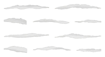 Black background isolated ripped paper edges, uneven torn sheet clipping path