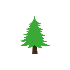 Simple Green Christmas Tree Illustration on White Background for Holiday Season