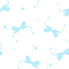 Light Blue Bow and Sparkle Pattern