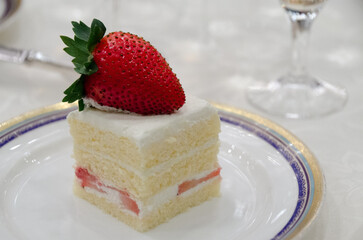 Fresh strawberry shortcake dessert on elegant plate