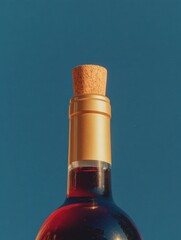 Elegant red wine bottle with cork stopper showcasing premium beverage luxurious design craftsmanship and sophisticated style for wine lovers and collectors