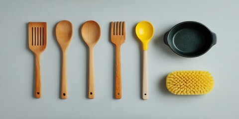 Elegant wooden kitchen utensils set including spatula spoon fork and serving tools with natural finish eco-friendly design durable craftsmanship perfect for modern and rustic