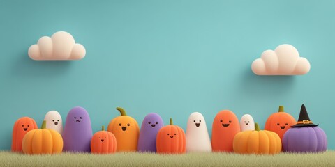 Vivid Halloween pumpkin decorations featuring colorful whimsical and festive designs with seasonal themes perfect for autumn decor parties and harvest celebrations