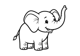 Naklejka premium Adorable baby elephant cartoon coloring page illustration.