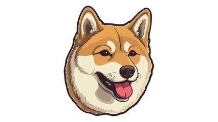 Playful Shiba Inu Dog Flat Icon Illustration on White Background - 1