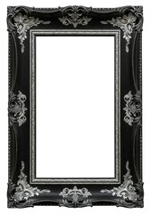 Victorian Gothic Frame with Dark Wood and Silver Inlay