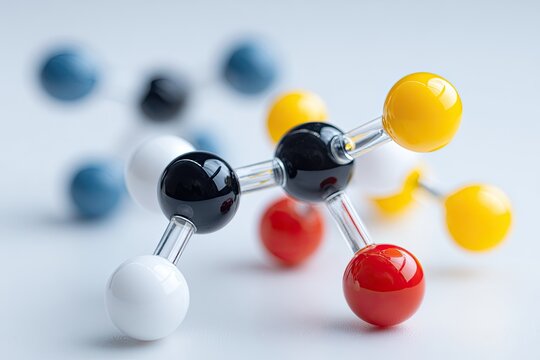 Close-up of colorful molecular model. Small, brightly colored, - Powered by Adobe