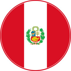 Fototapeta premium Peru Circle Flag, Peru Flag Icon