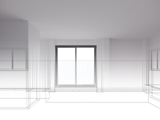 modern empty hall  interior design, 3d rendering