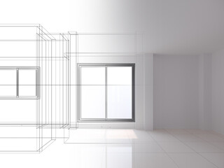 modern empty hall  interior design, 3d rendering