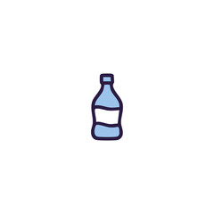 Light blue bottle with a label