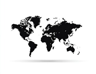 Simple black world map on white background (2)
