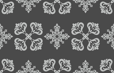 Elegant luxury damask seamless pattern with vintage floral ornament, suitable for wallpaper, packaging, wedding invitations, and fabric design.	