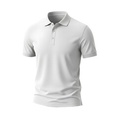 A pristine white polo shirt, showcasing the garment's design and details.