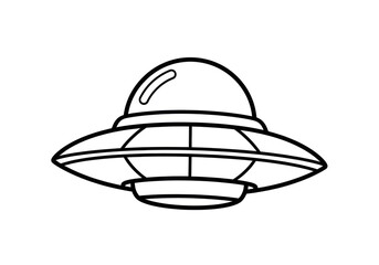 Fototapeta premium Simple Line Drawing of a Classic Flying Saucer UFO.