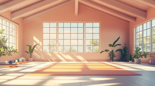 A large room with a tan carpet and a tan rug