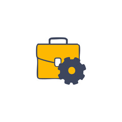 Cartoon briefcase with gear