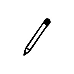 Outlined pencil with eraser icon on white background