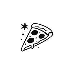 Pizza slice with star, outlined
