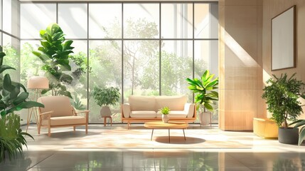 A living room with a couch and two chairs