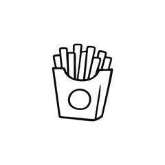 Fries in box, black outline