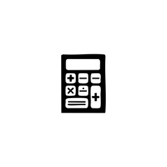 Hand-drawn black calculator with math operation symbols