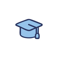 Light-blue graduation cap with a dark-blue outline