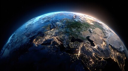 Earth at Night: Detailed Satellite View of City Lights Across Europe and the Middle East