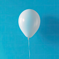 Single, light blue balloon with a string against a textured, vibrant blue background