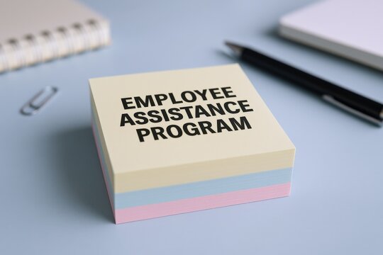 Employee Assistance Program Reminder: Sticky Note on Desk for Workplace Wellness Initiatives