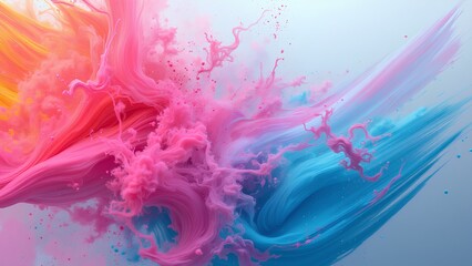 Obraz premium A vibrant abstract swirl of pink and blue paint, creating a dynamic visual effect that evokes creativity and energy.