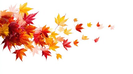 Colorful Autumn Leaves Displayed on a White Backdrop, Perfect for Fall-themed Projects and Seasonal Designs