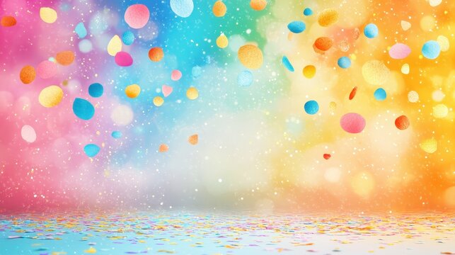 Colorful confetti celebration abstract background art. Vibrant party joy with festive mood. Cheerful decoration, bright colors, dynamic atmosphere, fun texture, creative event, lively design, - Powered by Adobe