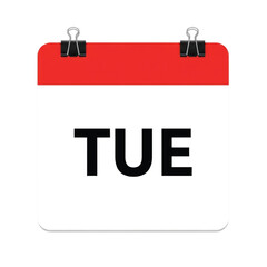 Calendar Page Showing Tuesday with Binder Clips illustration